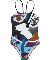 Costume intero bambina Envoûtement - Vilebrequin x Deux Femmes Noires Purple blue vista frontale