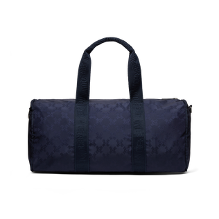 Bolso de viaje para escapadas de fin de semana con estampado de jaquard Turtle Monogram Azul marino vista trasera