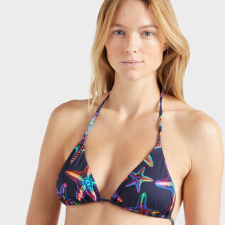 Women Triangle Bikini Top Disco Stars Navy details view 2