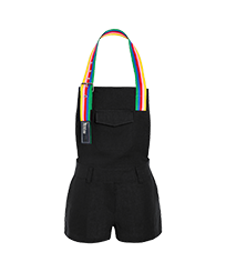 Salopette corta donna nera Rainbow - Vilebrequin x JCC+ - Edizione limitata Nero vista frontale