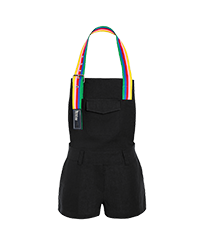 Schwarzer kurzer Rainbow Jumpsuit für Damen – Vilebrequin x JCC+ – Limitierte Serie Schwarz Vorderansicht