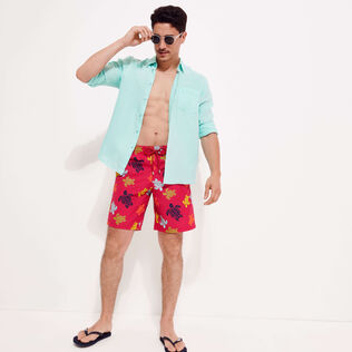 Camisa de lino lisa para hombre Laguna detalles vista 3
