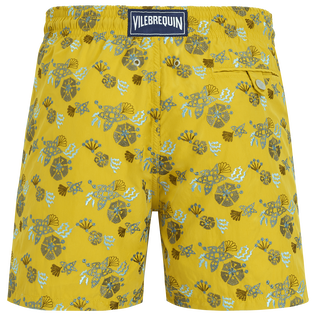 Men Swim Trunks Embroidered Flowers and Shells - Limited Edition Sunflower back view