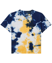 Camiseta de algodón orgánico con estampado Tie & Dye para niño Azul marino vista frontal