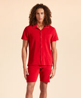 Solid Unisex-Bowling-Hemd aus Baumwolle Moulin rouge Vorderseite getragene Ansicht
