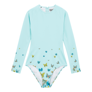 T-shirt anti UV une pièce Manches Longues femme Butterflies Lagon vue de face