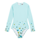 T-shirt anti UV une pièce Manches Longues femme Butterflies Lagon vue de face
