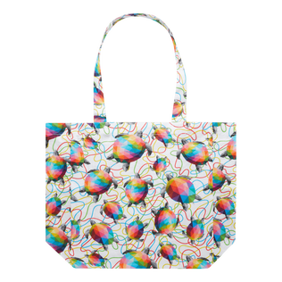 Bolso tote de lino con estampado Tortugas - Vilebrequin x Okuda San Miguel Multicolores vista trasera