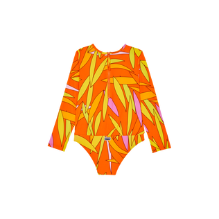 Maillot de bain une pièce zippé Anti-UV fille Madrague Abricot vue de dos