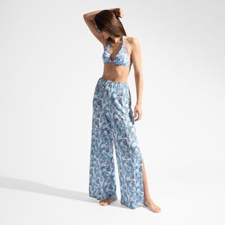 Women Viscose Crepe Beachjama Bottom Isadora Fish White front view