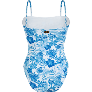 Tahiti Flowers Bustier-Badeanzug für Damen Weiss Rückansicht