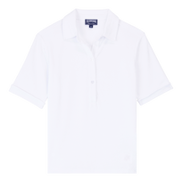 Women Terry Polo Solid White front view