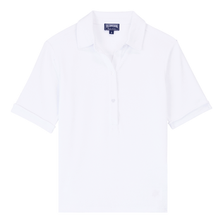 Women Terry Polo Tahiti Solid White front view