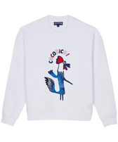 Sweatshirt col rond homme brodé Cocorico ! Blanc vue de face