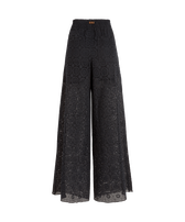 Pantalón de algodón con estampado Broderies Anglaises para mujer Negro vista frontal