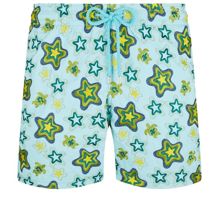 Men Swim Shorts Embroidered Stars Gift - Swimming Trunk - Mistral - Blue
