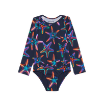 女童 Disco Stars 防晒连体泳装 Navy 正面图