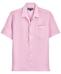 Men Bowling Shirt Linen Solid Ballet shoe 正面图