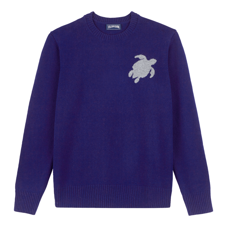 Men Wool And Cashmere Crewneck Sweater Turtle - Pullover - Rayol - Blue - Size XXL - Vilebrequin