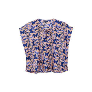 Camisa de seda con estampado Disco Butterflly para mujer Blush vista frontal