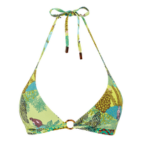 Top de bikini anudado alrededor del cuello con estampado Jungle Rousseau para mujer Jengibre vista frontal