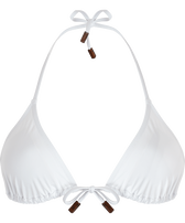 Top bikini donna a triangolo tinta unita Bianco vista frontale