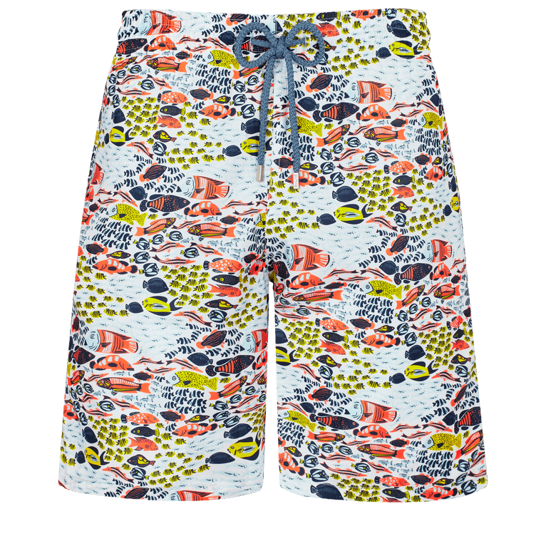 Men Long Swimwear Utra-light And Packable Fish Family - Okohina - White - Size XXL - Vilebrequin