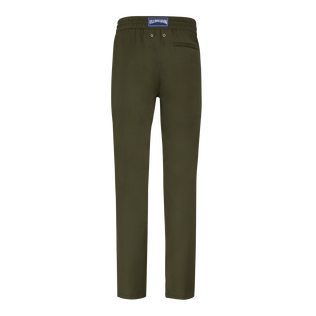 Men Merino Wool Pants Solid Olive heather back view
