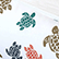 Schwimmende Sonnenliege in Weiß – „Multicolour Turtles“-Muster Uni 