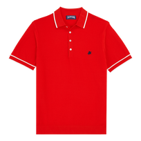 Men Organic Knit Cotton Polo Solid Poppy red front view