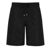 Men Long Swim Shorts Solid Black front view