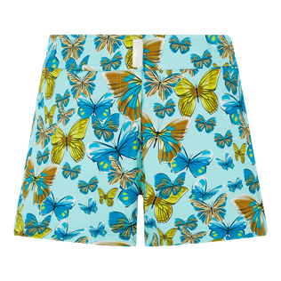 Pantalón corto de baño con cintura plana y estampado Butterflies para mujer Laguna vista frontal
