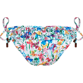 Happy Flowers Mini-Bikinihose mit Rüschen für Damen Weiss Rückansicht