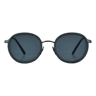 White Tulipwood Women and Men Sunglasses - VBQ x Shelter Black front view