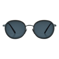 White Tulipwood Wood Women and Men Black Sunglasses - VBQ x Shelter Black front view