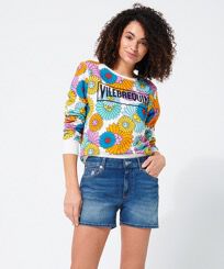 Bermudashorts aus Denim für Damen Light denim w3 Vorderseite getragene Ansicht