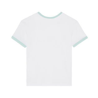 Boys Organic Cotton T-shirt Bicolor Logo Blue note back view