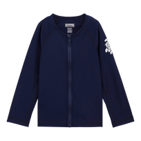 Kids Long Sleeves Rashguard Solid Navy front view