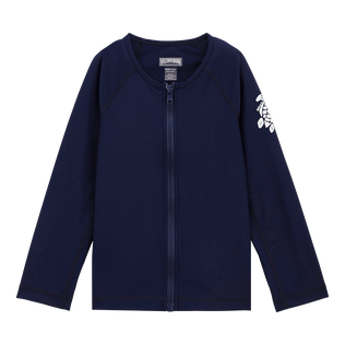 Kids Long Sleeves Rashguard Solid Navy front view