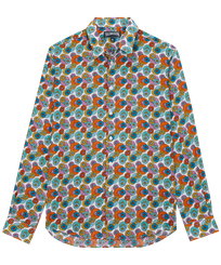 Hombre Autros Estampado - Camisa de verano unisex en gasa de algodón con estampado Marguerites, Blanco vista frontal