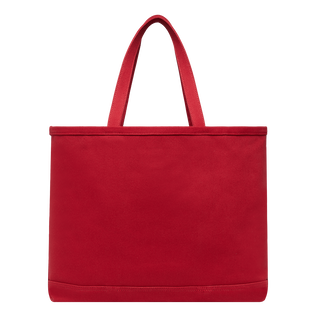Sac de plage en toile marine uni Coquelicot vue de dos
