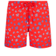 Men Embroidered Swim Shorts Micro Ronde Des Tortues - Limited Edition Poppy red front view