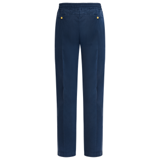 Pantaloni uomo in Tencel e cotone tinta unita Blu marine vista posteriore