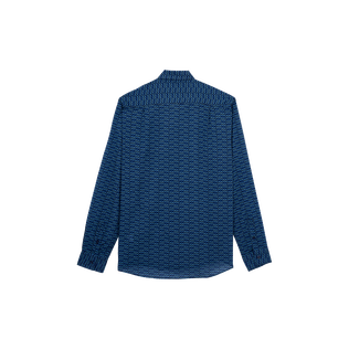中性 Fish Net 有机棉巴厘纱衬衫 Navy 后视图