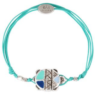 Kids String Enameled Turtle Bracelet - Vilebrequin x Gas Bijoux Lagoon front worn view