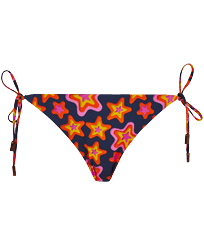 Bas de maillot de bain culotte à nouer femme Stars Gift Bleu marine vue de face