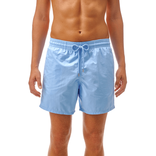 Men Swimwear Solid Sky blue back worn view