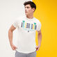 T-shirt en coton homme Vilebrequin Palms Off-white vue portée de face
