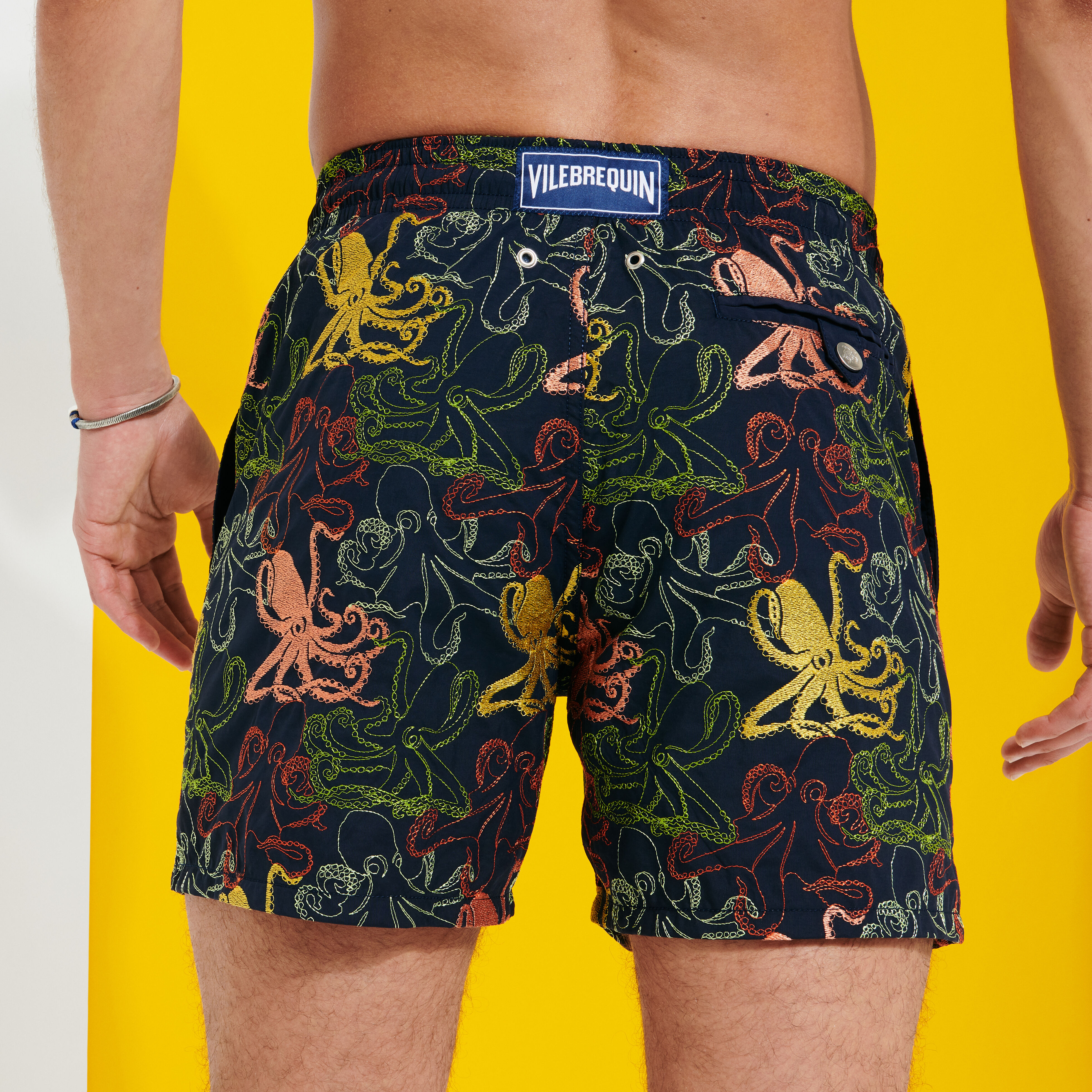 Men Swim Trunks Embroidered Octopussy Vilebrequin