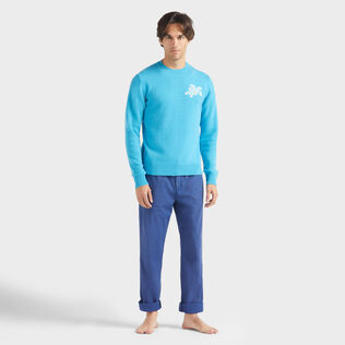 Men Wool and Cashmere Sweater Turtle Tropezian blue front worn view